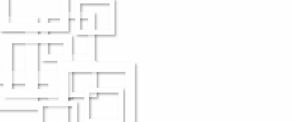 Abstract architectural background and White geometric pattern of squares in sunlight with soft light gradient pockmarked grey shadows, top view, random pattern .paper texture design in illustration .