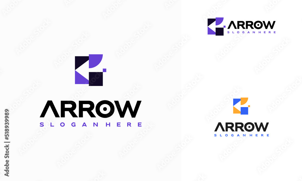 Wall mural simple arrow logo designs concept vector, line fast logistic logo template