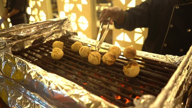 Close up shot of Litti chokha, is a complete meal originated from the Indian state of Bihar. Popular in Jharkhand and Uttar Pradesh