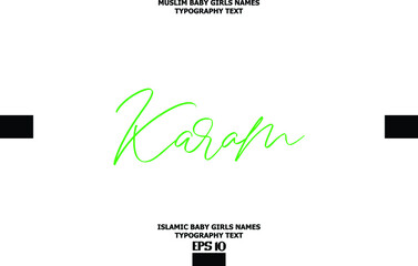 Fototapeta premium Handwritten Text of Islamic Female Name Karam