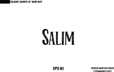 Muslim Male Name Salim Calligraphy Brush Text