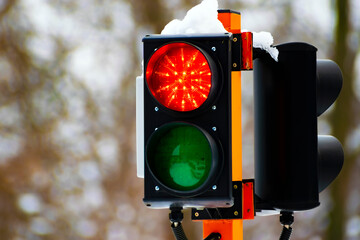 forbidding red signal at a two-color traffic light