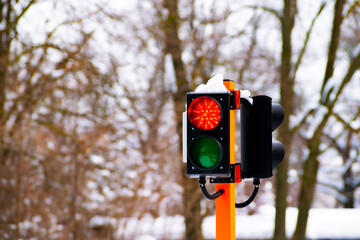 forbidding red signal at a two-color traffic light