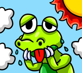 Obraz premium Stylized Cute T Rex Not Liking The Intense Heat