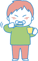 歯を磨く男の子のイラスト