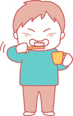 歯を磨く男の子のイラスト