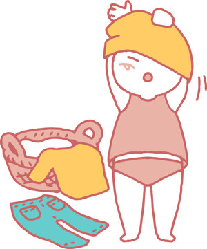 cartoon child putting on hat clip art preview