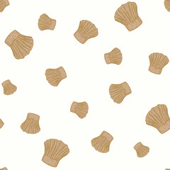 Chef hat engraved seamless pattern. Kitchen traditional element for cook in hand drawn style.