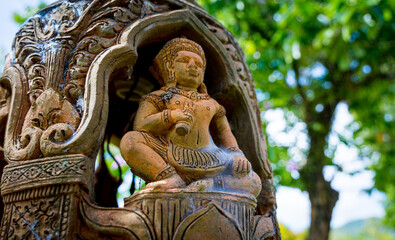 Fototapeta premium Details and fragments of old traditional buddhist temple in Thailand