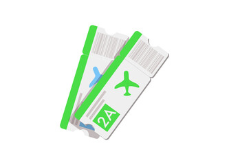 Flat design air travel boarding pass two tickets. Vector template or layout isolated on white background.