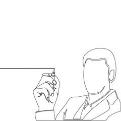 Continuous line drawing businessman drawing of business presentation icon vector illustration concept