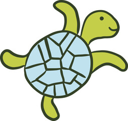 Cute Turtle Drawing Vector Doodle