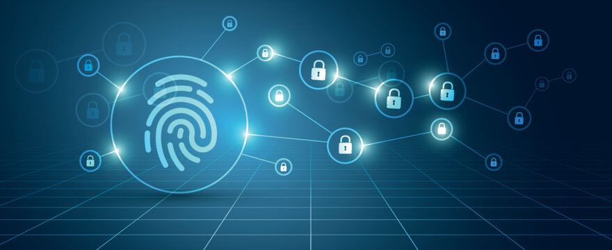 sistema di riconoscimento biometrico, icona, impronta digitale