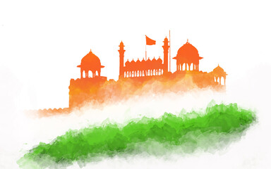 India independence day red fort background freedom celebration 15 August people with tricolor with text space banner