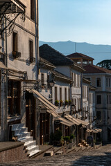 Gjirokaster, Albania The main shopping street in the Old Bazaar or Old Town. No logos.