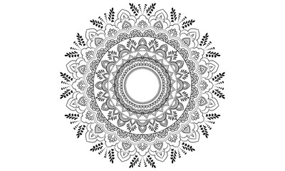 Hand drawn mandala for Henna, tattoo, decoration. Decorative ornament in ethnic oriental style. Coloring book page.
