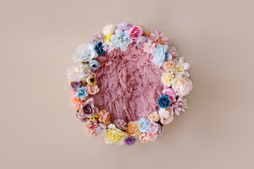 Newborn digital backdrop with flowers.
