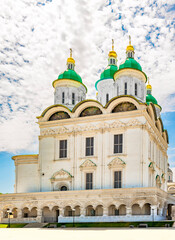 Fototapeta na wymiar In the Astrakhan Kremlin, the inner courtyard of the Assumption Cathedral