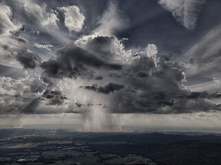 Rain Sheet in backlit cloud black and white