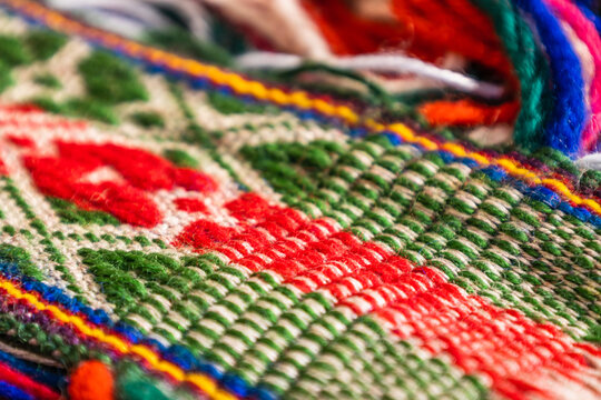 Close-up of Lithuanian national dress ornament. Lithuanian traditional clothes