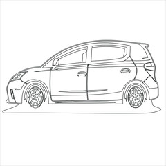 car line vector illustration, isolated on white background, toy car coloring page for kids 