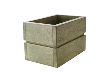 Empty wooden box on white background. Isolated object. A box for vegetables and fruits.