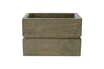 Empty wooden box on white background. Isolated object. A box for vegetables and fruits.