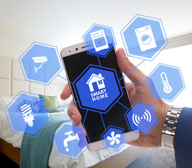 Smart home concept with devices and appliances