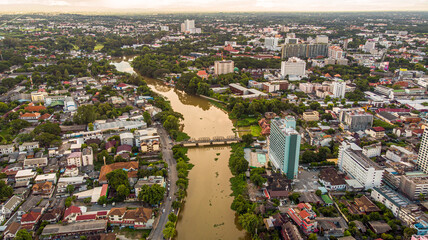 Ariel shot of Chiang Mai City Northern Thailand