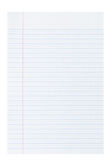 Real notebook paper isolated on white background. Back to school concept.