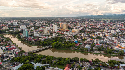 Ariel shot of Chiang Mai City Northern Thailand