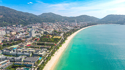 Ariel view of Patong Beach Phuket Thailand - obrazy, fototapety, plakaty