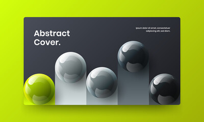 Modern booklet vector design concept. Fresh realistic spheres website screen layout.