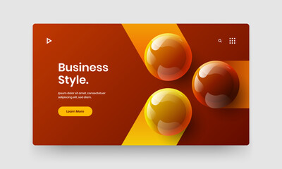 Fresh realistic spheres cover concept. Geometric corporate brochure vector design layout.