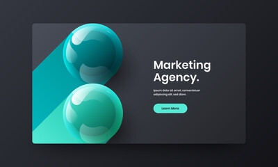 Modern realistic spheres postcard template. Multicolored corporate identity vector design layout.