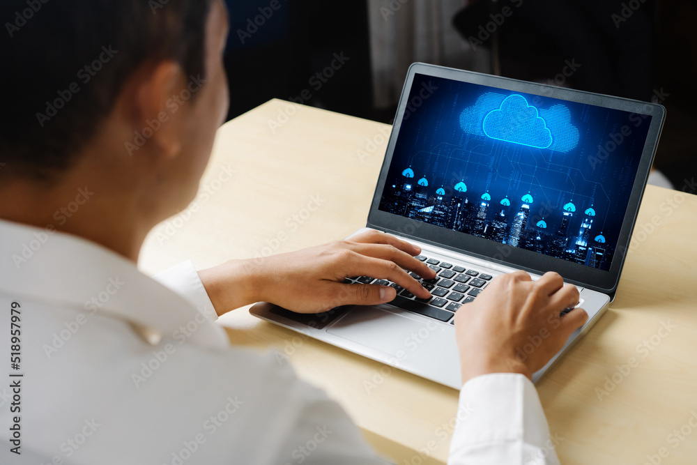 Poster cloud computing software for modish remote work and personal data storage