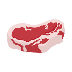 Cartoon meat products. Steaks, pork, lumb and beef vector set. Fras, raw farm meat concept isolated on white background
