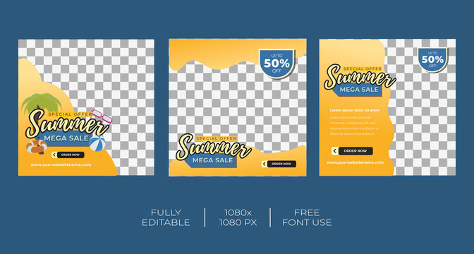 Summer sale template for Social media post. Modern and Unique colour. for online promotional and marketing campaign. - Vector Template