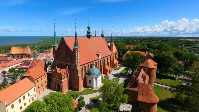 Cathedral of the Assumption of the Blessed Virgin Mary and St. Andrzej in Frombork from above panorama