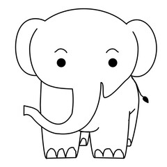 Elephant for coloring book , Line art design coloring page, outline of cartoon elephant, elephant icon 