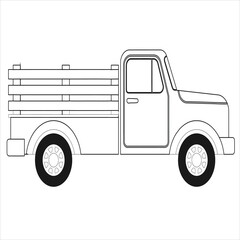 Bus contour isolated on a white background. Side view. bus Vector illustration. children coloring book page  toy 