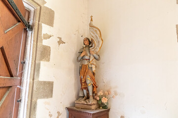 Ploumilliau (Plouilio), France. Representation of Joan of Arc (Jeanne d'Arc) inside the Eglise...