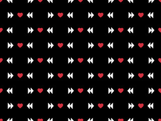 Heart cartoon character seamless pattern on black background