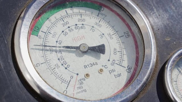 pressure meter. a device with an arrow showing pressure. manometer