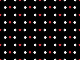 Heart cartoon character seamless pattern on black background