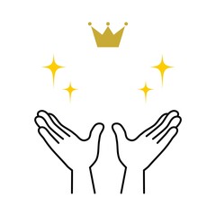 ランキング発表のイメージ素材　手と王冠と数字