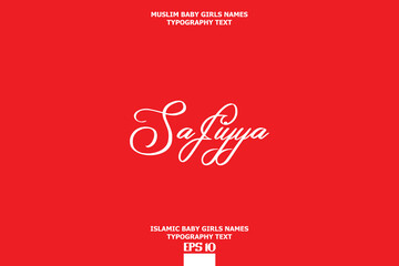 Baby Girl Islamic Name Safiyya Stylish Typography Text