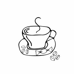 a cup of coffee and a candy