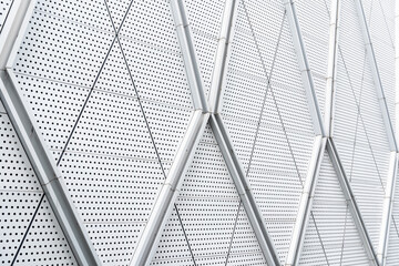 aluminium composite panels or cladding with perforated sheets on modern building facade, Abstract architecture background concept.