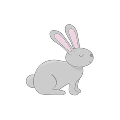 Funny and cute gray rabbit smiling .vector